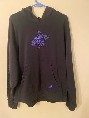 Adidas Men’s Black basketball hoodie with Purple Graphic